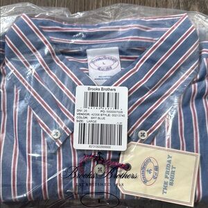 Brooks Brothers Blue and White Casual Button Down Shirt